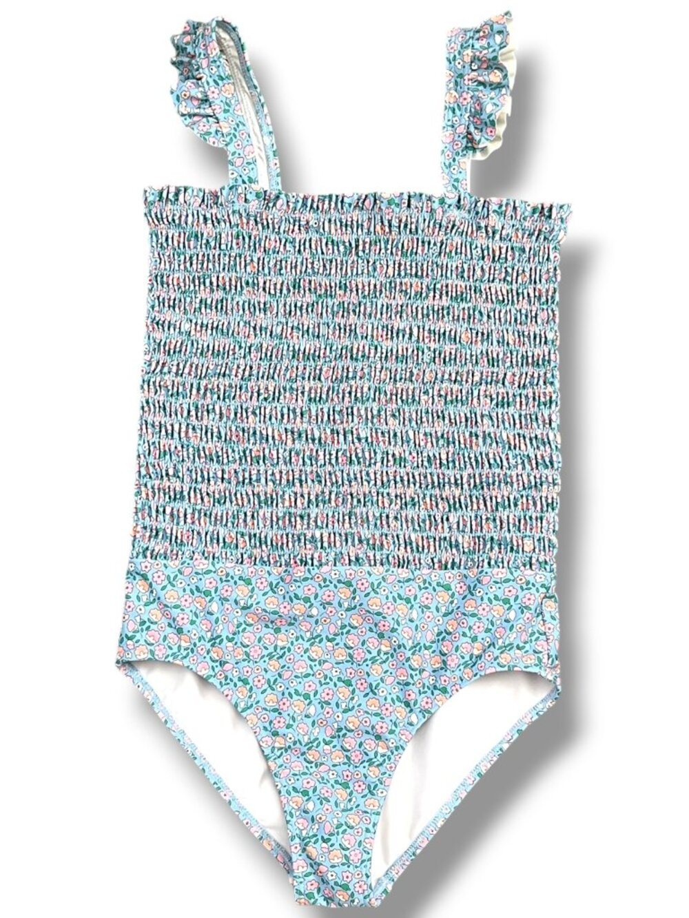 Minnow X Crewcuts Girls' Smocked Floral Flutter Strap One-piece Swimsuit 11/12